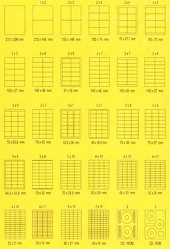 Etykiety samoprzylepne 70x50,8 mm, A4, 1500 szt.