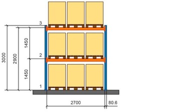Траверса 2,7 м, грузоподъемность 1,5 т для НОВОГО паллетного стеллажа