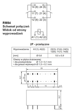 RELPOL RM84 СИЛОВОЕ РЕЛЕ 230В AC 2x 8A 2P JQX