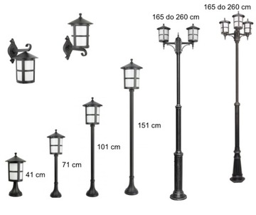 Solidna lampa ogrodowa, parkowa wys. 41 cm,odlew z aluminium seria Cordoba