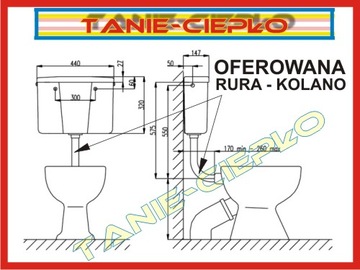 Колено, низкая сливная труба, 50х40, короткий унитаз