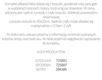 STRÓJ PIŁKARSKI NIKE 13 KOLORÓW DOWOLNY NADRUK XXL