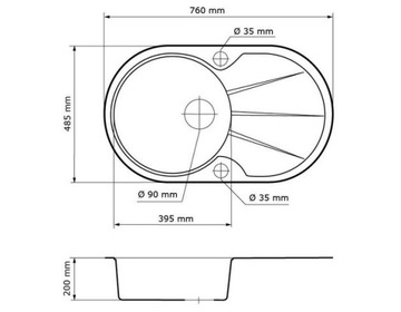 МОЙКА, ГРАНИТНАЯ МОЙКА + СИФОН, КОРЗИНА 18 СМ