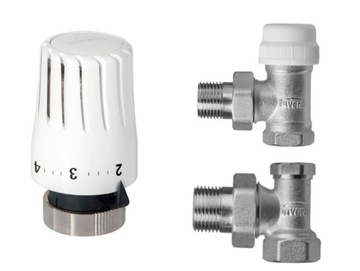 INVENA ZESTAW TERMOSTATYCZNY KĄTOWY 1/2 Z GŁOWICĄ
