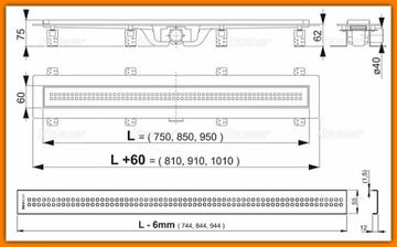 ЛИНЕЙНЫЙ СЛИВ 55 см с решеткой APZ9-550M AlcaPLAST