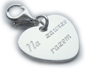 Charms zawieszka serce GRAWER SREBRO 925