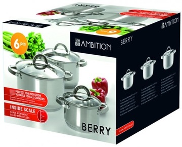 AMBITION POTS SET 6EL Кастрюли Berry из нержавеющей стали