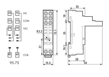 БАЗА РЕЛЕ FINDER 95.75 GZ80 DIN RELPOL