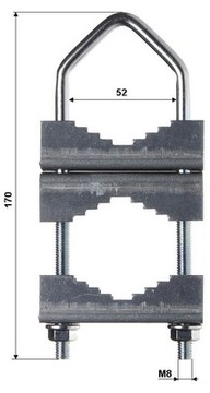 Зажим соединяющий 2 мачты, антенны, разъем 170мм!