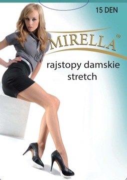 MIRELLA Rajstopy stretch 15 den roz. 5/XXL Grafit