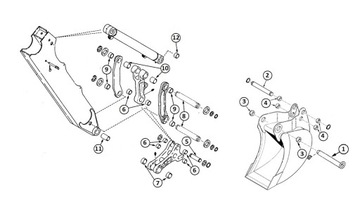 Sworznie Tuleje ŁYŻKI CASE 580 590 SK SLE LE SM