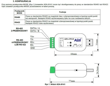 Преобразователь USB в RS485/RS422 ADA-I9141 CEL-MAR