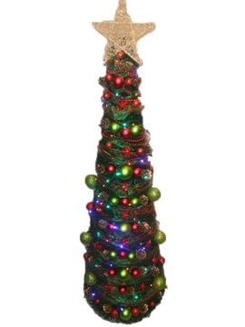 STOŻEK choinka z dekoracją+ LED z KORALIKAMI 70 cm