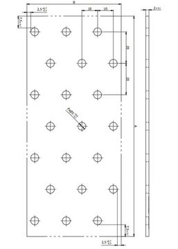 PP22 ПЛОСКИЙ СОЕДИНИТЕЛЬ ПЕРФОРИРОВАННАЯ ПЛАСТИНА OC 140x400