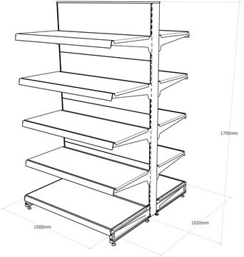 REGAŁ SKLEPOWY MAGO metalowy gondola 170/100/102