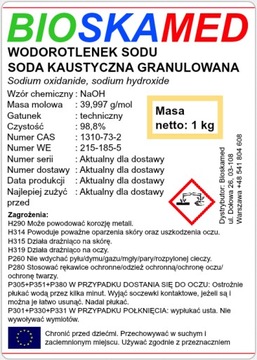 НАТРИЯ ГИДРОКСИДА Сода каустическая 99% Гранулы 1кг