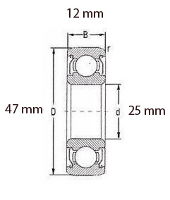 ŁOŻYSKO KULKOWE 6005 DDU 2RS C3 NSK 25x47x12