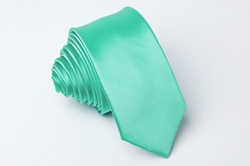 MIĘTOWY Slim Fit Wąski 6cm Śledź Gładki Krawat Męski Żakardowy GREG gs74