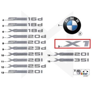 BMW ЭМБЛЕМА НАПИСЬ НА ЗАДНЕМ КАПОТЕ X1 E84 F48 F49 ГЛЯНЦЕВЫЙ ЧЕРНЫЙ ЧЕРНЫЙ