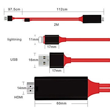 Кабель-адаптер MHL iPhone HDMI 8 PIN 5 6 7 iPad TV