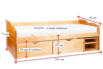 Кровать Бригида сосна 90х200 + толстый каркас