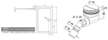 RADAWAY ДУШЕВОЙ ПОДДОН ПРОСТОК ДОРОС ПЛЮС Д 100x90+СИФОН