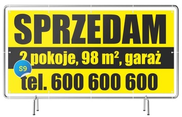 Baner reklamowy 2x1m Sprzedam Wynajmę Kupię DOM/Działkę Mieszkanie Wzory