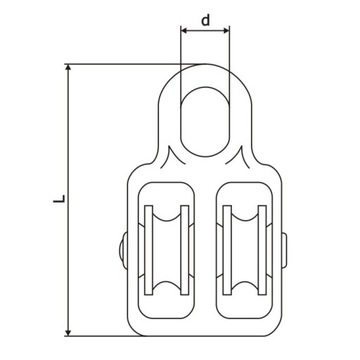1 х двойной канатный блок, оцинкованный, 150 кг