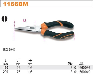 ПОЛУКРУГЛЫЕ КОМБИНИРОВАННЫЕ ЩИПЦЫ BETA 1166BM 200 мм