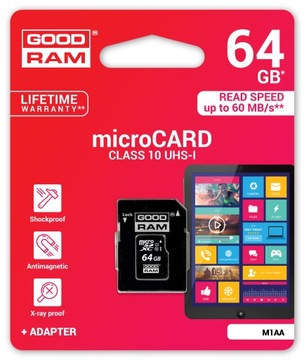 КАРТА ПАМЯТИ GOODRAM MICRO SDXC 64 ГБ КЛАСС 10 UHS