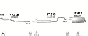 Комплект глушителей + трубка с гибким разъемом Opel Meriva двиг. 1.6 03-05