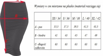 XL TUBA CHABROWA spódnica dopasowana midi ołówkowa dzianinowa obcisła 42