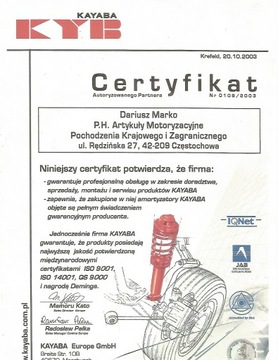 Amortyzatory FIAT PUNTO II KAYABA TYŁ AMORTYZATOR