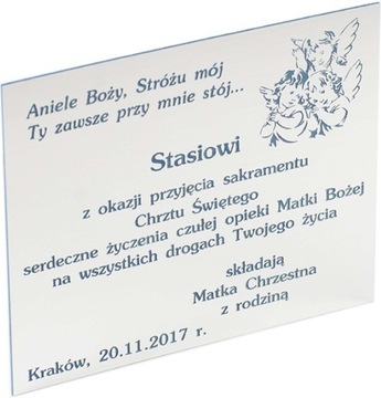 TABLICZKA CHRZEST PAMIĄTKA CHRZTU GRAWER 6,5x5,4cm