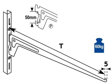 ОПОРА ДЛЯ МЕТАЛЛИЧЕСКОЙ НАСТЕННОЙ ПОЛКИ PR50S