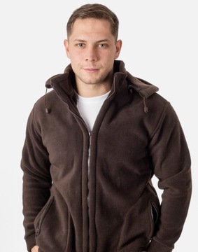 Теплая мужская флисовая толстовка с капюшоном Men's Fleece MAX01 3XL коричневая