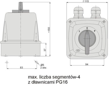 L 0 P 25A разъем в корпусе левый правый IP65