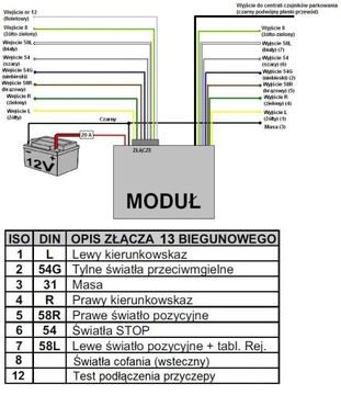 MODUŁ HAKA SAMOCHODOWEGO 12V STEROWNIK POLSKI 13PI