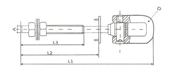 КРЮК ДЛЯ КРЕПЛЕНИЯ КАЧЕЛЕЙ С ШЕЙКЕЛЬЮ + ШПИЛЬКИ М12х270