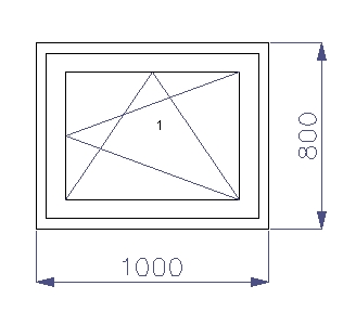 ОКНО ПВХ 1000 x 800 RU 1 x ДУБ ТЕМНЫЙ