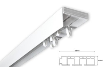 Карниз для штор 1,5 шт. Потолочный рельс ПВХ II 150 комплект + КРЫШКА