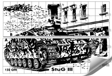 Наклейка с пистолетом STUG III 150x100 см на стену № 26.