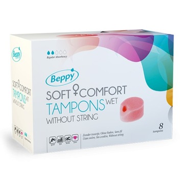 Тампоны BEPPY Soft+Comfort WET Смоченные ГУБКА без веревочки 8 шт.