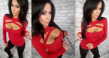 Блуза LipMar SEXY, вырез в полоску, М 38