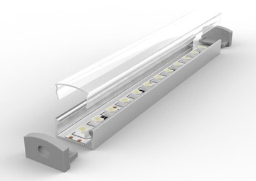 PŁASKI PROFIL ALUMINIOWY LED CZARNY 2m + SZYBKA