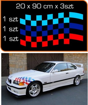 NAKLEJKI BMW M-POWER SZACHOWNICA 3 KOLORY 60x90 !