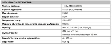 Выключатель однополюсный бесконтактный IP20 250Вт OR-CR-244