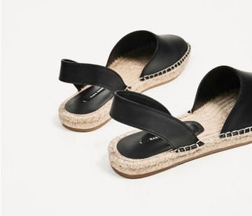 ZARA ESPADRYLE BUTY CZARNE PODESZWA Z JUTY 40