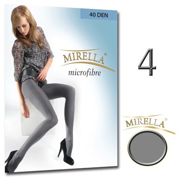 MIRELLA Rajstopy microfibra 40 den gładkie kryjące 4/XL Grigio