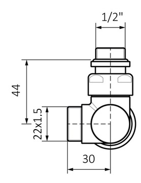 Клапан Herz DE LUXE VUA 50 2R, угловой, хром, 1/2 дюйма